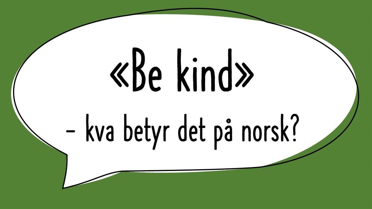 «Be kind» - kva betyr det på norsk? - Klikk for stort bilete