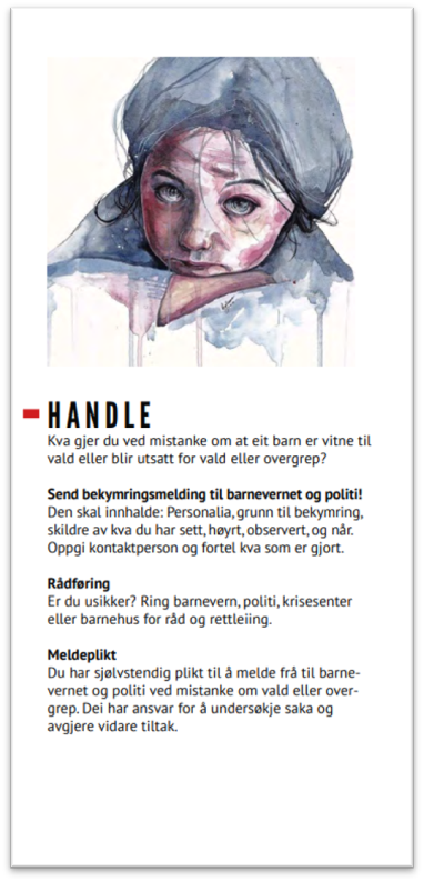 Bilde frå Handlingskorta til Krisesenteret for Sunnmøre, illustrert av Liza Hasan - Klikk for stort bilete
