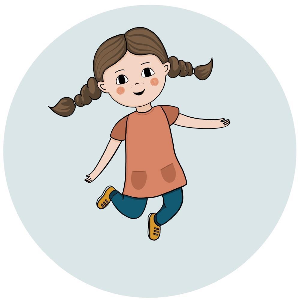 Illustrasjon av jente som hoppar - Klikk for stort bilete